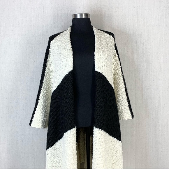 Joan Vass New York~Women's Oversized Wide Stripe Open Front Cardigan~Sz L/XL - Picture 8 of 16